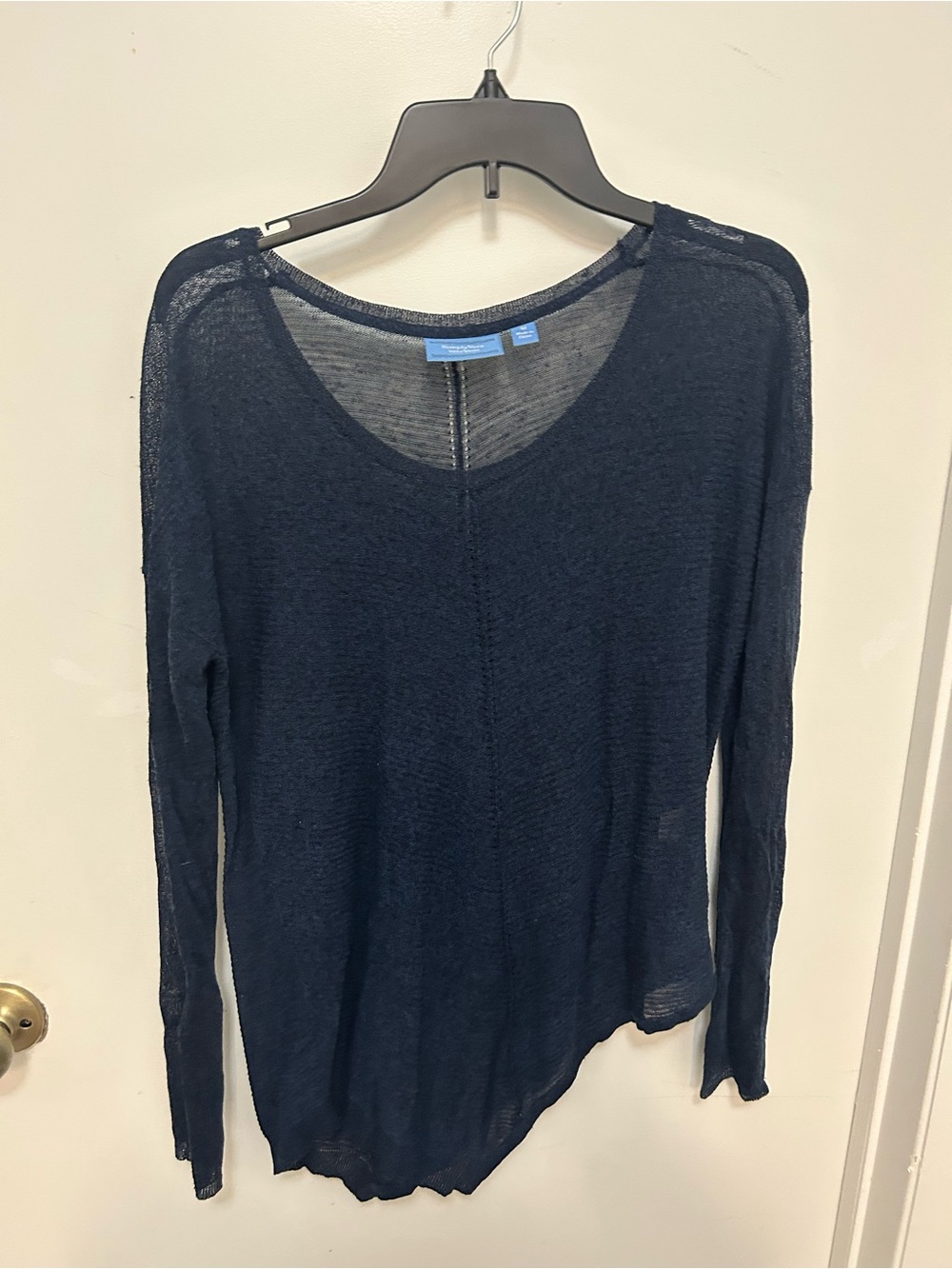 Simply Vera Vera Wang Navy Sheer Long-Sleeve Top